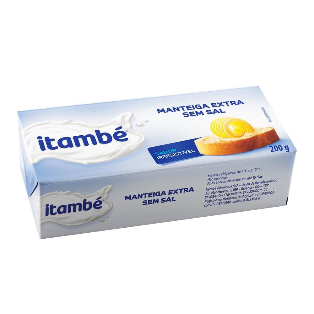 Manteiga sem Sal Itambé Tablete 200g